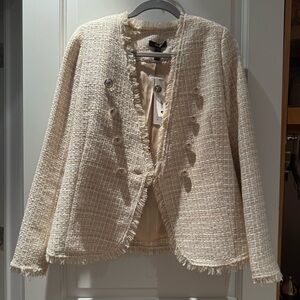 NWT Aqua Gold and White tweed blazer, size S